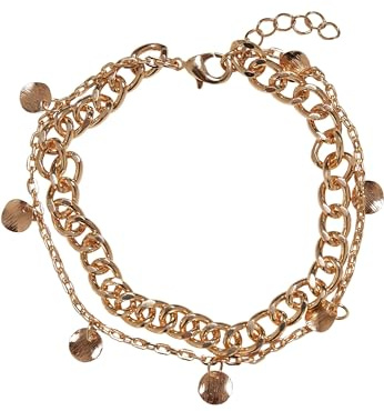 Urban Classics Unisex Fußkette Charmy Anklet, doppelreihig, runde Anhänger, Modeschmuck Kette für Männer und Frauen, Größe 22 cm oder 25 cm