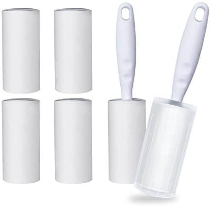 Lint Rollers 6 Refills with 2 Handle 1 Dust Cover, Extra Sticky Lint Roller, Lint Remover for Clothes, Sofa, Bed, Carpet and Pet Hair, 60 Sheets per Refill.