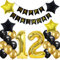 Crazy-M 12. Geburtstag Dekoration, Schwarz und Gold, 20 Stück, Ballons, Party Deko, Kinder, Unisex, Geburtstag