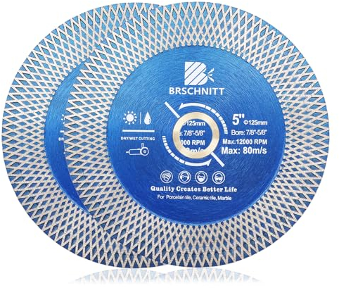 Diamant Trennscheibe 125mm - BRSCHNITT Doppelseitig zum Schneiden und Schleifen für Keramik, Fliesen Marmor, Naturstein Granit(2 Stück).