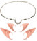 Lusofie Elfen Ohren Damen Cosplay Fairy Elf Ohr Ears Mond Kopf Kette Elf Ears Retro Kristall Tiara Halloween Kopfschmuck Haarband Weich Elfenohren Schmuck Elfen Ohren Kostüm Damen Weihnachtself