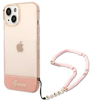 Guess GUHCP14MHGCOHP hülle für iPhone 14 Plus 6,7 rosa/pink hardcase Translucent Pearl Strap