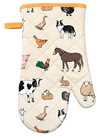 SiXsigma Sports Single Oven Gloves Gauntlet Cooking Pot Holder Heat Resistant Mitt Mittens Kitchen BBQ Cooking Grilling, Cooking, Baking, Novelty Funny Christmas New home Ideas Gift (Farmer Kitchen)