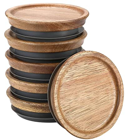 FITTG 6Er-Pack Weithals-Aufbewahrungsdeckel, Holzdeckel für Kugeln, Kerr-GläSer, Lebensmittelechtes Material, Luftdicht für GläSer 72 Mm
