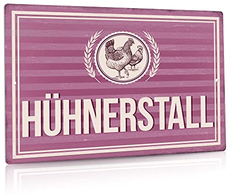 Putuo Decor Hühner Schild, Hühner Deko Geschenk als Hühnerstall Zubehör und retro Wanddeko, Farmhouse Vintage Metallschild 20 x 30 cm gewölbt