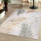 Mazovia Modern Teppich Wohnzimmer, Kurzflor elegant glänzender - Abstrakt Design - Wohnzimmerteppich in Beige Creme mit Gold 80 x 150 cm
