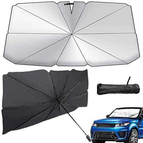 iLogic Parasol plegable tipo paraguas para coche, protección solar frontal, 65 x 125 cm, protección UV, aislamiento térmico
