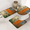 3 Teiliges Badteppich Set Retro Kaputte Farmhouseen-Tür-Grünpflanze Langlebige Contour Badteppich Wasserabsorbierend Wc-Sitzbezug Badvorleger