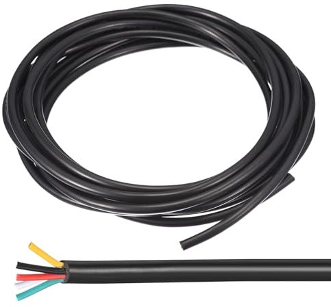 QUARKZMAN 28AWG Elettrico Filo 5 Conduttori UL2464 Stagnato Rame 16.4Ft Bassa Tensione PVC Custodia Flessibile Estensione Alimentazione Cavo Nero per LED Strisce Lampade Illuminazione