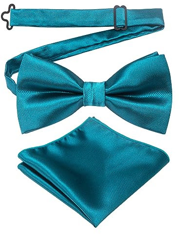 JEMYGINS Herren Fliegen Einfarbig in verschiedenen Farben Erhältlich Einschließlich Einstecktuchset,blauer See