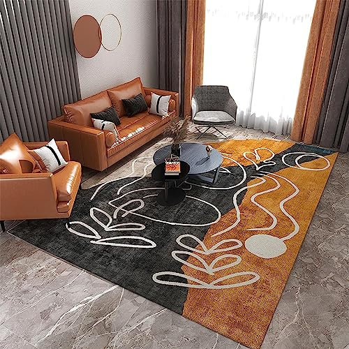 Alfombra Impresa En 3D Pintura Naranja Negra Alfombra De La Habitación Piso Alfombra Impresa Sala De Estar Dormitorio Y Hogar - Poliéster Tacto Suave 60 X 90 Cm / 23,6 X 35,4 Pulgadas