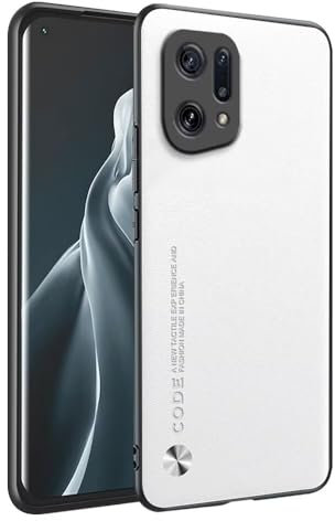 HAFFAN Funda Protectora para OPPO Find X5 (6.55), Estilo Imitación Cuero - Blanco