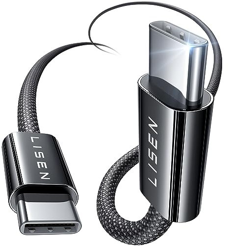 LISEN Type C Cable, 60W C to C Cable Type Fast Charge Cable, USB C to USB C 0.5M 2-Pack, Type C to Type C Cable for Samsung S24 Note Ultra, iPhone 15 Pro, Google Pixel, iPad Mini/Pro,Air 2024, MacBook
