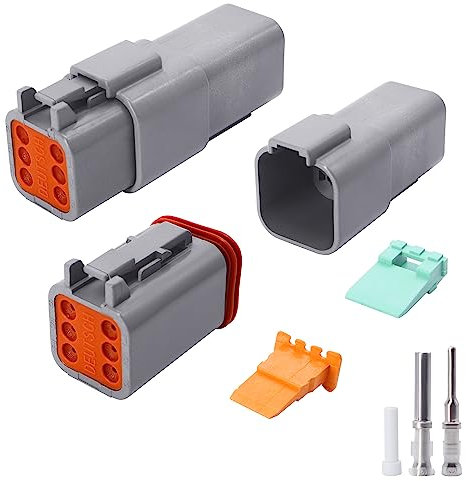 HISports Kit di connettori DT a 6 pin, sigillati, maschio e femmina, per auto, impermeabili, per auto, moto, camion, auto, barche, scooter (1 set)