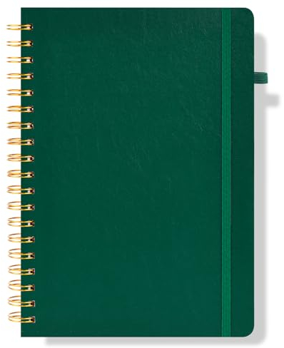 HAKACC Notizbuch B5 Liniert, Notizbuch mit Nummerierten 80 Blatt/160 Seiten, Ringbuch für Arbeit Und Schulbedarf 18 x 25,5cm Grün