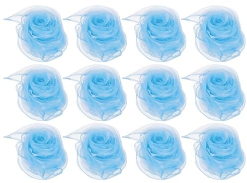 PATIKIL Jongliertücher, Chiffontücher für Tanzen 12 Stück Bunte Tücher 60x60cm Quadratische Seidentücher für Spiel Magie Musik Tanzen Party Aktivitäten Zubehör Dekoration, Hellblau