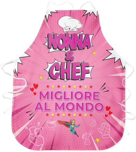 STAMPATEK Schürze Oma Chef Beste der Welt Geschenkidee Muttertag Großeltern Geschenk Oma Geburtstag Schürze Küche lustige Geschenkideen Mama Tochter Sohn - GREM101, Mehrfarbig, Einheitsgröße