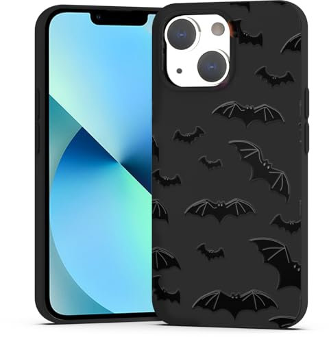 BEIMEITU Black Matte Case for iPhone 13,Cute Halloween Pattern Case Cover Soft Protective Slim Shockproof Cover Boys Girls Phone Case for iPhone 13-Black Bats