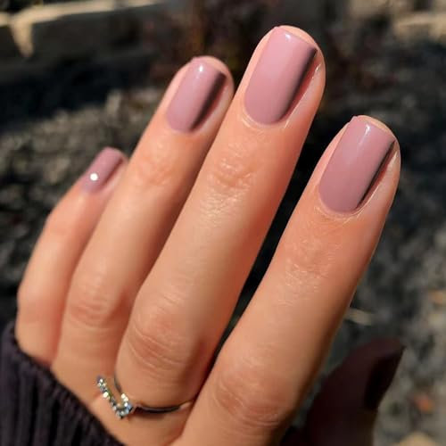 Boloshine French Tip False Nails - 24Pcs Full Cover Glossy Stick On, 12 Sizes Short Press On, French Manicure Glue-On for Women Girls (Delicate Makeup Pink)