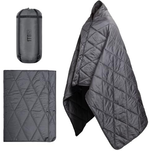 1TG Tactical 4-in-1 Wearable Camping Blanket, Lightweight Waterproof Thermal Camping Quilt with Snap Buttons,Packable for Hiking, Backpacking, Summer Nights & Winter with Carry Bag- Machine Washable