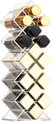 FLAGTOP Lippenstift-Halter, Organizer, 16 Fächer, Acryl, stapelbar, Fischform, Lippenstift-Tower, Lipgloss-Aufbewahrungsständer, perfekt für Lipgloss, Make-up, Schminktisch, transparent, 1 Stück