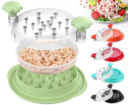 3rd Gen Chicken Shredder, 25.4 cm Large Chicken Breast Shredder Tool Twist With Removable Plate, Meat Shredder Machine with Full Anti Slip Strip Base, Visable Lid, Ergonomic Handle,