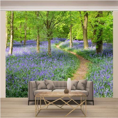 WYXWZ Papier Peint Panoramique Trompe l'oeil 3d Photo Mural Intissé Wallpaper Motifs de Fond d'écran pour Salon, Chambre, TV Fond, Bureaux L 200 x 140cm (Largeur x Hauteur) Paysage de Forêt Verte