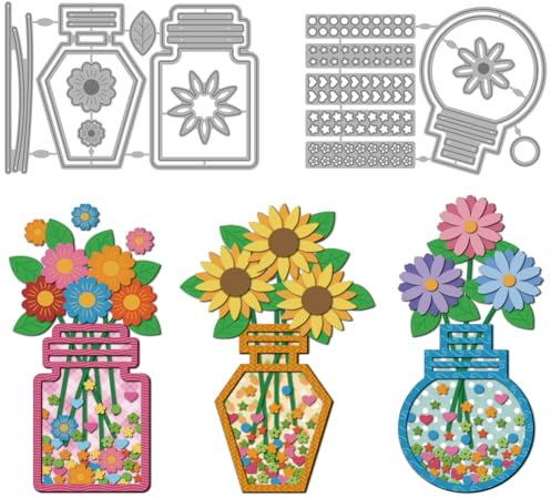 MAYJOYDIY Blumenvase Metall Stanzformen Vintage Spring Vase Stanzschablone Sonnenblumen Shaker Präge Schneideschablone Für Kartengestaltung DIY Scrapbooking Papier Albumdekoration