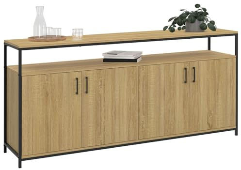 IDMarket - Lowboard 160 cm Detroit 4 Türen aus Holz und Schwarz Industriedesign