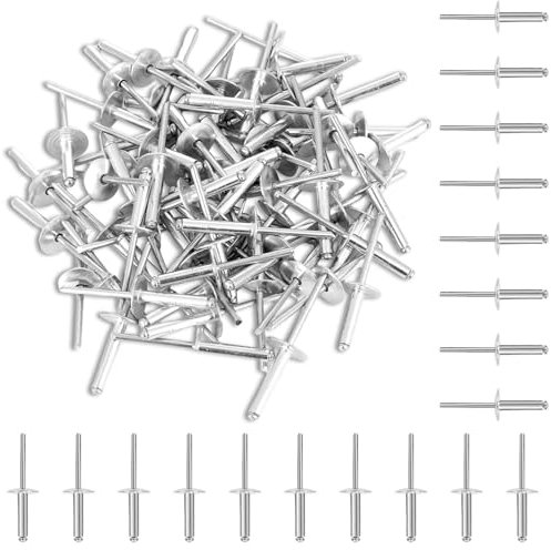 60 Stück Blindnieten, Aluminiumlegierung Blindniet mit Großkopf 4.8x12mm, Silber Blindnieten Set, Nieten Set, Geeignet zum Verbinden von Leichten Werkstoffen