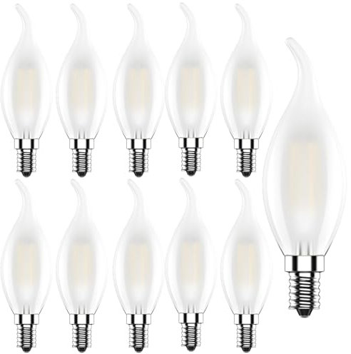 ITALASA E14 LED Warmweiss,4W Lampe in Kerzenform, Matt LED Filament Kerze Birne,Windstoß,2700K,10 Stück