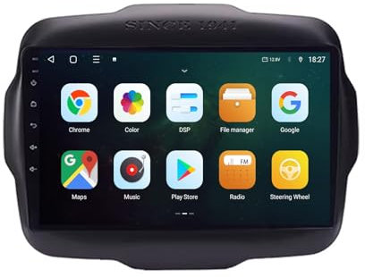 9 Pollici Android 13 Autoradio per Jeep Renegade 2014-2018 Navigazione GPS Touch screen con Bluetooth SWC FM RDS Radio AHD 4G/WIFI DVR Ventola di raffreddamento(8+256G)