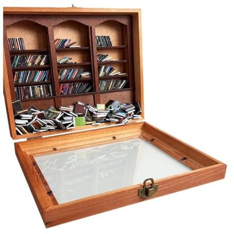Vocdikficy Bücherregal Gegen Angstzustände mit 200 Büchern, Miniatur-Bücherregal Aus, Ornament zum Stressabbau, Schütteln Sie Ihre Ängste Weg, Geschenk