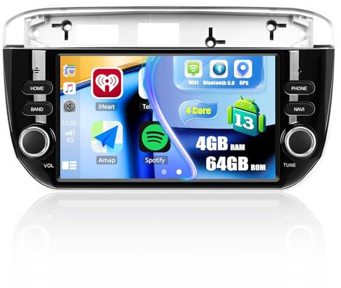 CAMECHO 4G+64G Android 13 Autoradio für FIAT Punto 2012-2015 mit Navi Carplay Wireless Android Auto,Doppel Din Radio mit 7'' Touchscreen Bluetooth5.0 FM/RDS SWC 32EQ+HD Rückfahrkamera