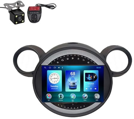 HYGZYH Autoradio Bluetooth con schermo touch Android 12 da 9 pollici radio di navigazione telecamera Bluetooth Wi-Fi 16 GB per BMW Mini Cooper Countryman R60 R61 2010-2016