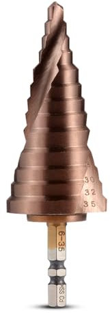 HOHXEN Foret Étagé (6mm-35mm), Acier Rapide Co M35 Revêtu De Titane, Tige Hexagonale, Foret Étagé Rainuré, Foret à Cône Outil De Coupe Pour Le Bois, L'acier Inoxydable, La Tôle, L'aluminium