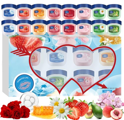 YILAIMAX 16 Pcs Lip Balm Set Lip Repair Care Natural Organic Lips Balm | 8 Flavors,Vegan Lip Balm Multipack for Dry Cracked Lips - 7 g*16 pcs