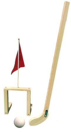 Ronyme Retro Floor Hockey Set mit Torpfosten für Kindergarten Mehrzweck Zubehör Requisiten 5cm Ball, Hellbraun