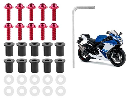 Wakects 10pcs Bulloni del Parabrezza del Parabrezza del del del Moto per Finitura Anodizzata per la Finitura Anodizzata per Viti M5 (rosso)
