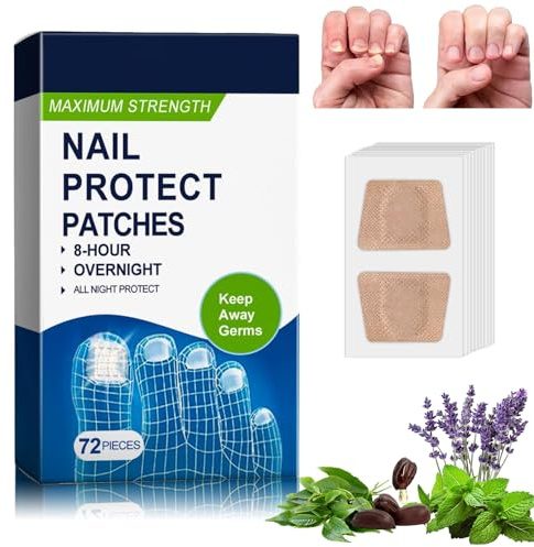 72PCS Extra Strength Fungal Nail Patches for Toenail Fungus, 8-Hour Overnight Renewal with Natural Tea Tree Oil, Soft Breathable Pads Treatment for Damaged and Yellow Nails