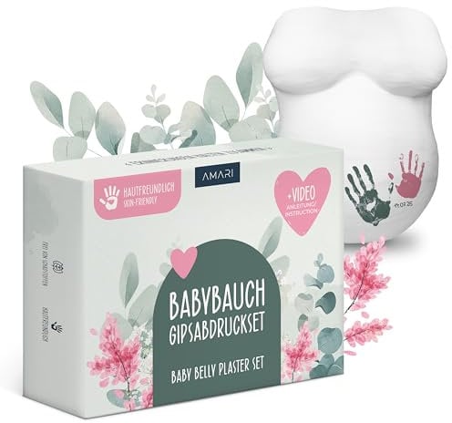 Amari ® Kit d'empreintes de plâtre pour ventre de bébé - Cadeau pour future mère, plâtre pour l'empreinte abdominale - Souvenirs de grossesse