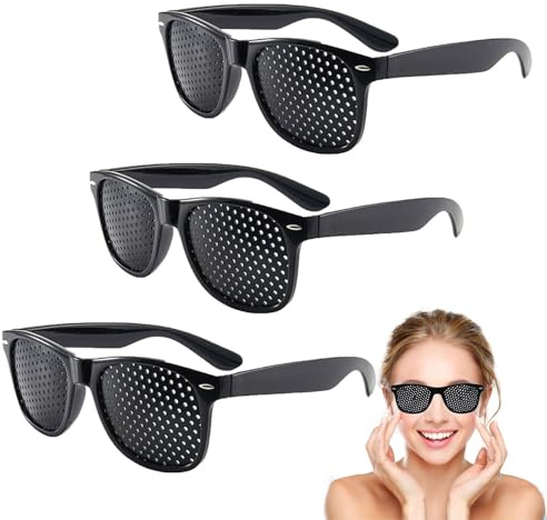 Doukesh Rasterbrille Pinhole Glasses Augentrainer Lochbrille Gitterbrille Multidot Brille Pin-Hole-Brille Lochrasterbrille Komfortable Lochbrille für Entspannen Sie Ihre Augen, 3 Stück