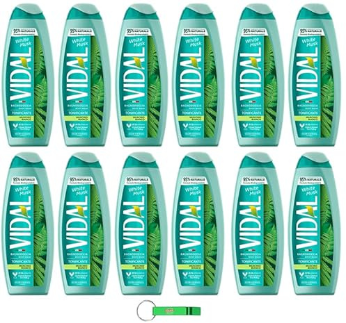 Vidal Lot de 12 gels douche bagnodoccia/mousse de douche au musc blanc 500 ml + porte-clés Beni Culinari