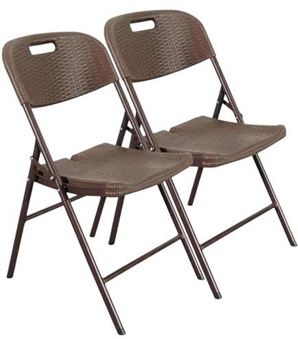 Floordirekt- Gartentisch klappbar Kunststoff 180x75cm - Buffettisch mit Tragegriff - Klapptisch für Garten Terrasse und Balkon - Campingtisch 6 Personen (2er Set Klappstuhl - Niigata)