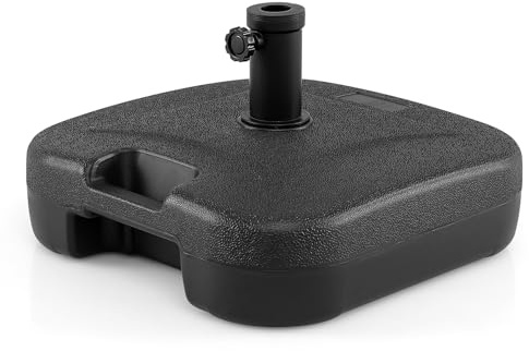 GOPLUS Pied de Parasol, Support Parasol Lourd Remplissable Eau 22KG / Sable 25KG, Base Lestée en HDPE pour Mât de 33/38/48 mm avec Poignée de Transport (46x46x27cm)