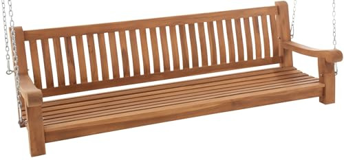 DELUKE Schaukelbank MUVER Holz Teak 200x70x62 cm | Hängebank Gartenschaukel Zum Aufhängen Veranda-Schaukel