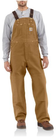 Salopette résistante à bretelles pour homme de Carhatt, sans doublure, W30/L36, marron, 1