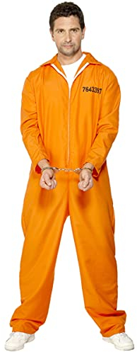 County Jail Inmate Costume Medium for Prisoner Convict Jail Fancy Dress