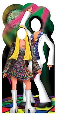 Star Cutouts SC190 Disco Couple Stand-In Lifesize Cardboard Cutout 190cm – 70s Party Photo Prop, Retro Event Display & Disco Decoration