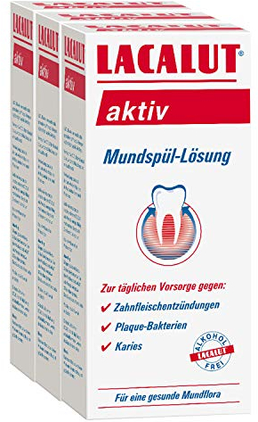 LACALUT AKTIV Mundspülung, 300ml Mundspül-Lösung, zur täglichen Vorsorge gegen Zahnfleischentzündungen, Plaque-Bakterien und Karies, 3x300ml…
